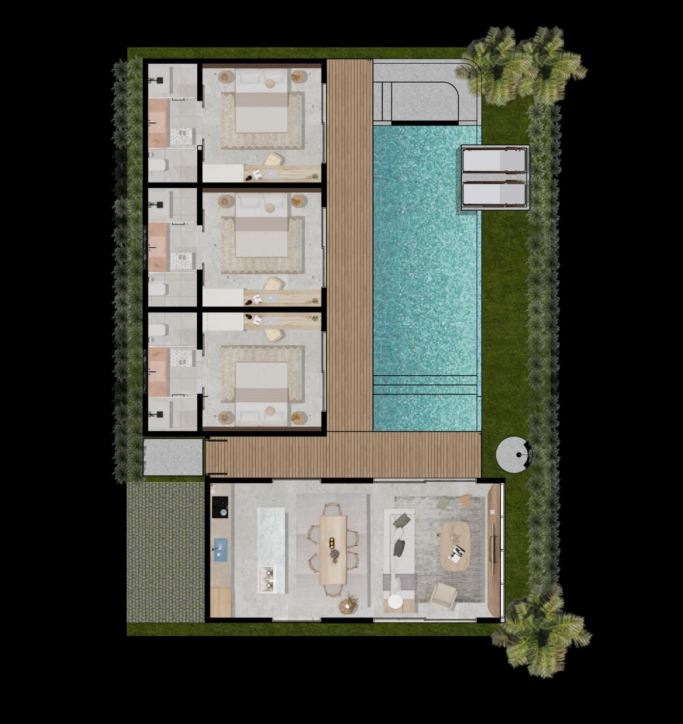 villa for sale in central kuta floor plan