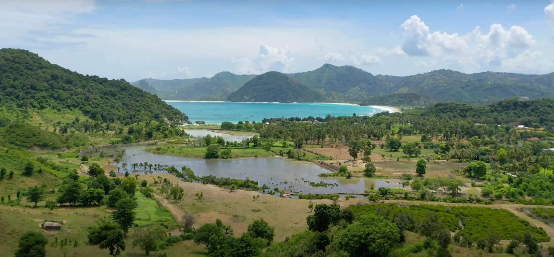 Selong Belanak bay, river and beach