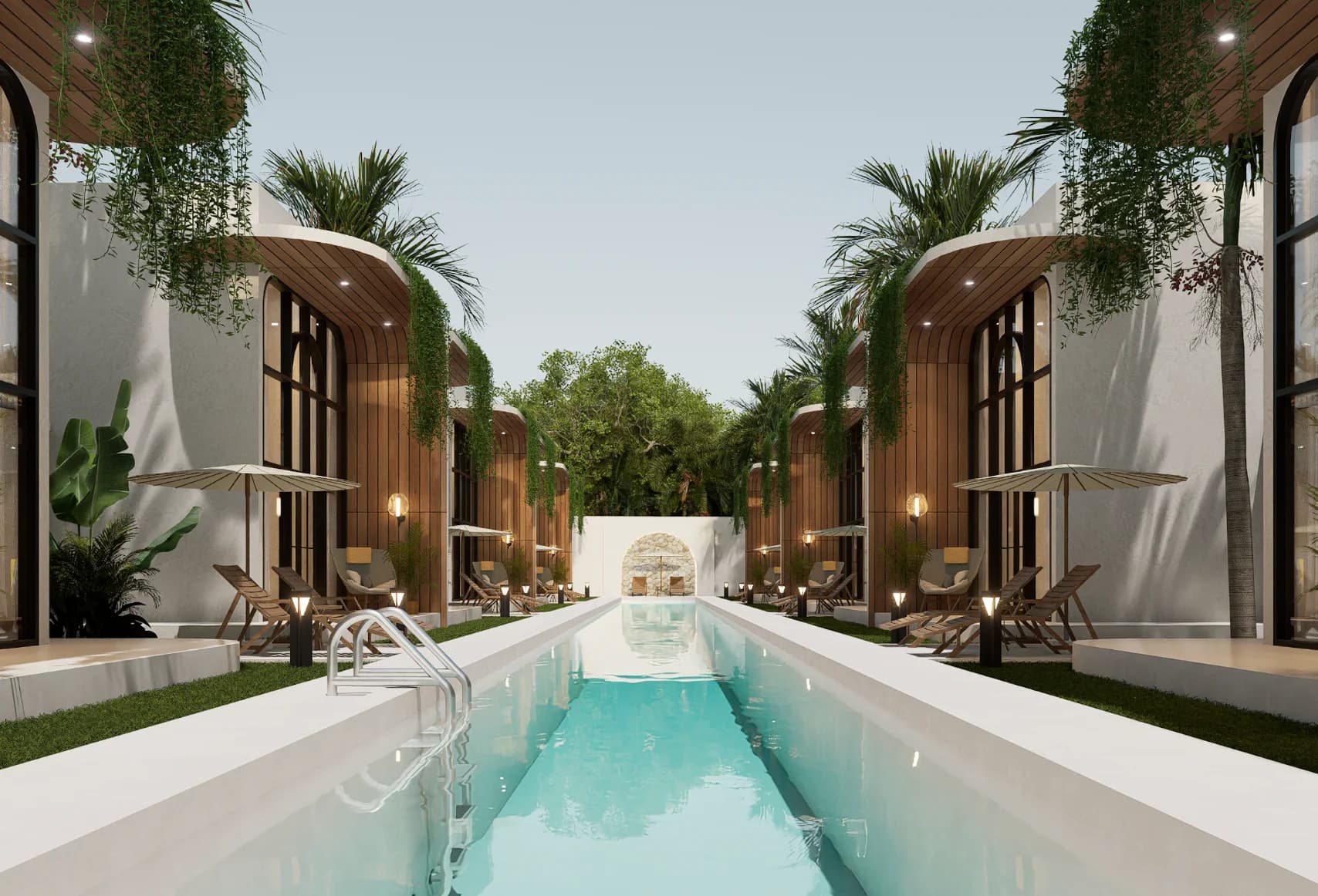 Compact Villas for Sale in Kuta-Full ext view with pool