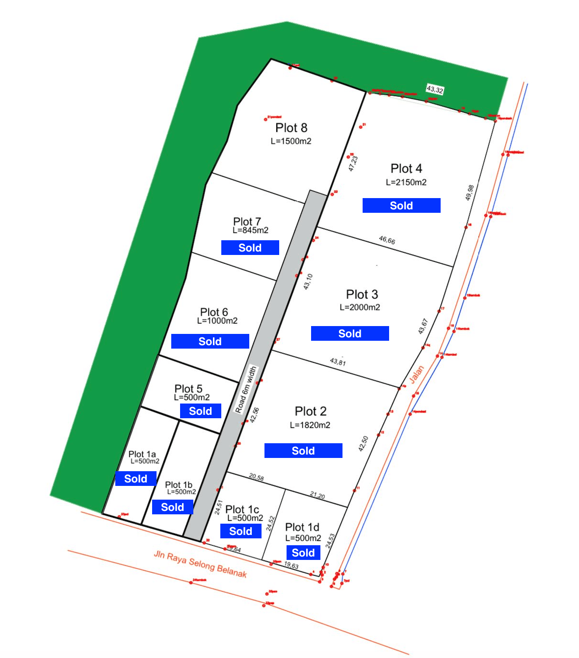 Flat land for sale in Selong belanak