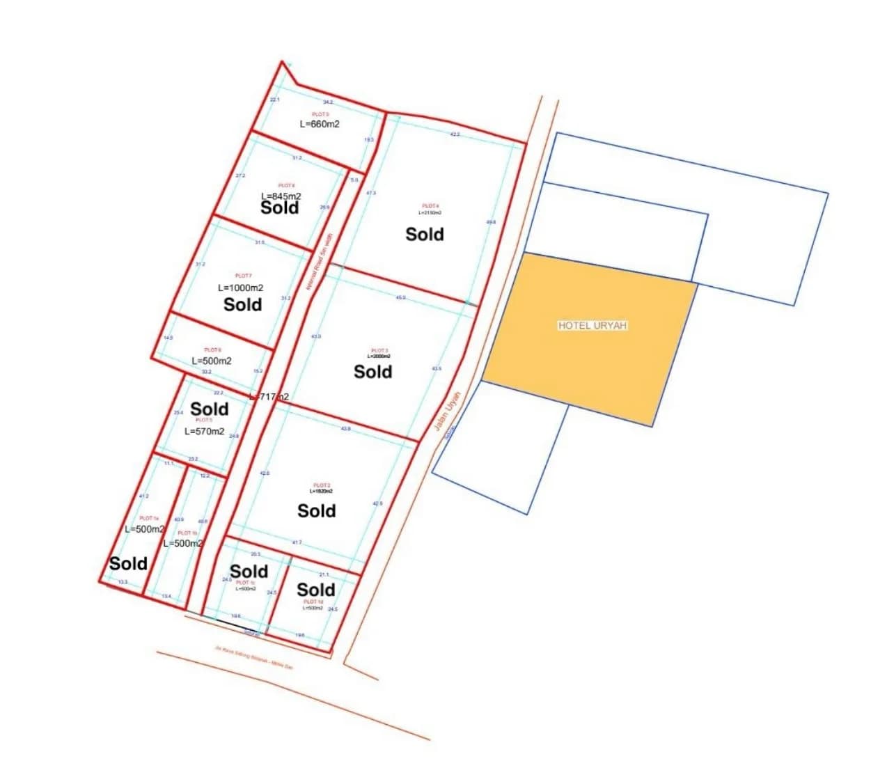 Flat land for sale in Selong Belanak - Site map